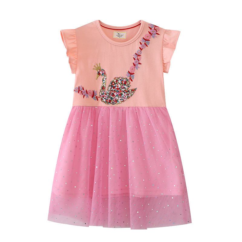 Mädchen Tüllkleid mit floralen Applikationen