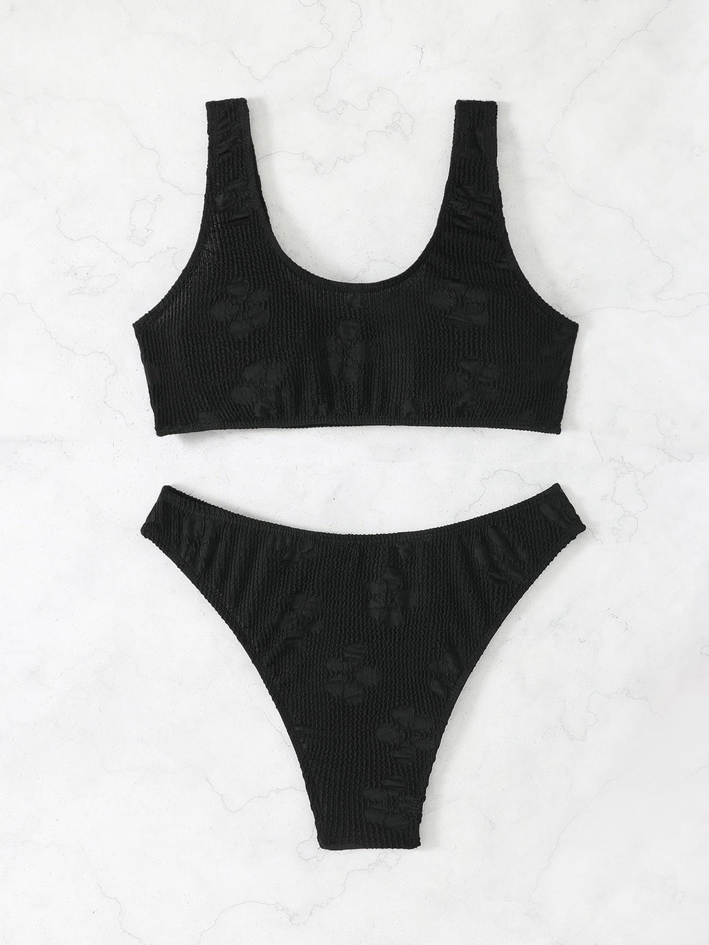 Damen Bikini-Set mit strukturiertem Oberteil und hoch geschnittenem Slip Selmira