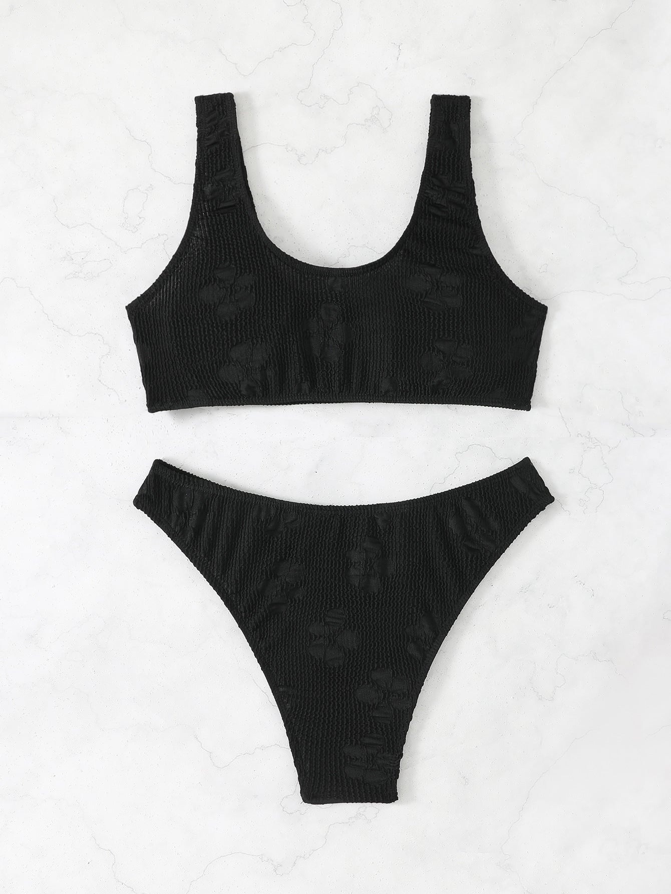 Damen Bikini-Set mit strukturiertem Oberteil und hoch geschnittenem Slip Selmira