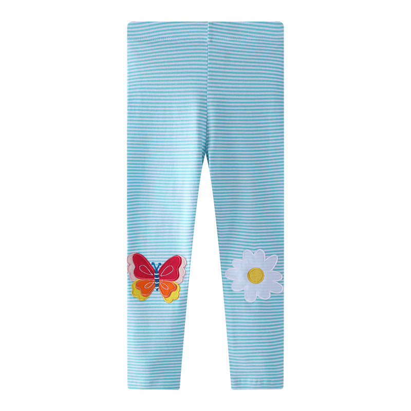 Mädchen Leggings mit buntem Schmetterlings- und Blumenapplikationen