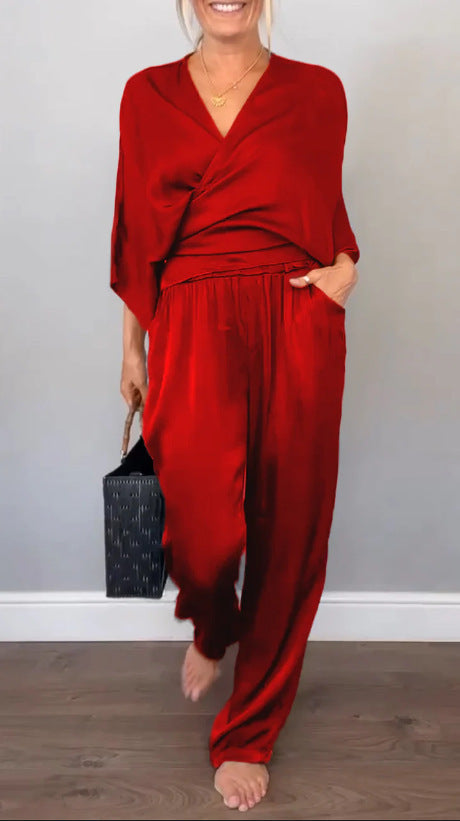 Damen elegantes und bequemes Satin-Hosenanzug Selmira