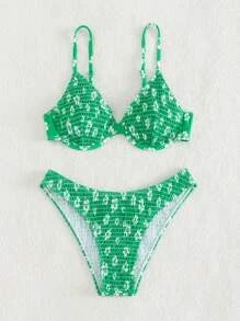 Damen Hochgeschnittener Bikini mit gepolstertem Oberteil und verstellbaren Trägern Selmira