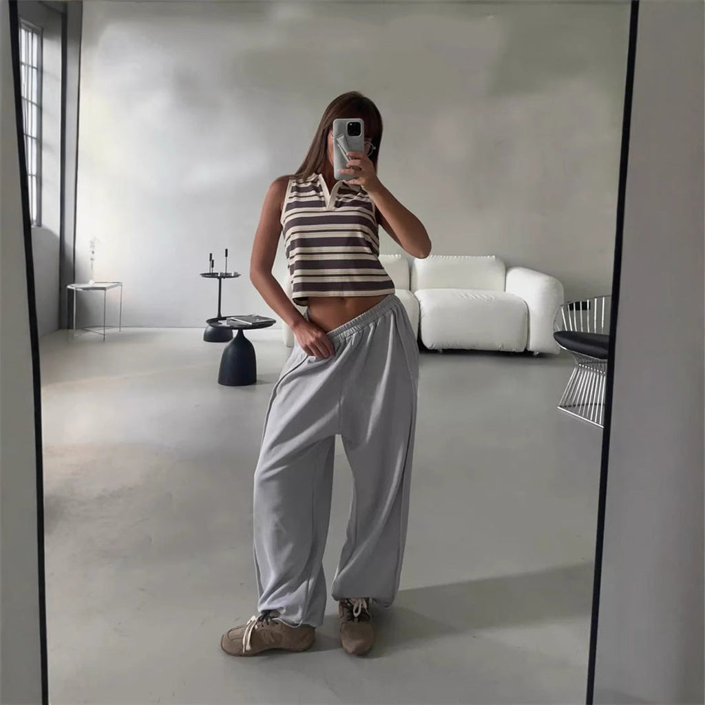 Damen nan weite Lounge-Jogginghose mit elastischem Komfortbund und seitlichen Eingrifftaschen