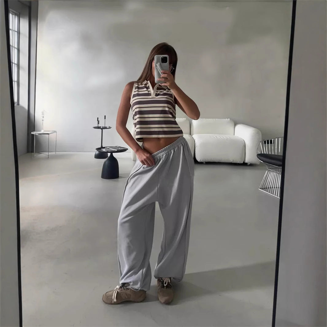 Damen nan weite Lounge-Jogginghose mit elastischem Komfortbund und seitlichen Eingrifftaschen