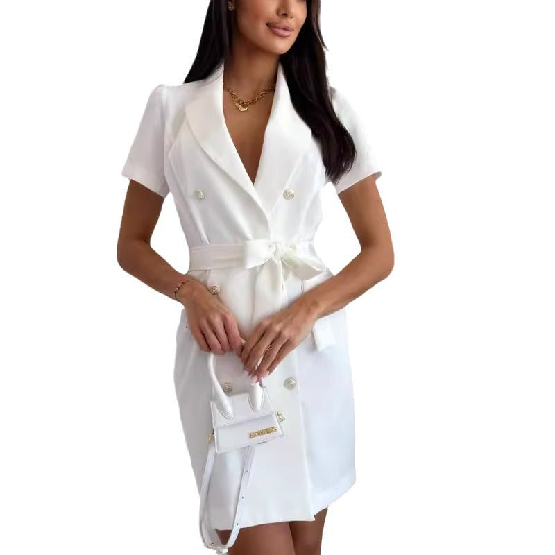 Damen Blazer-Kleid mit tailliertem Gürtel und eleganter Knopfleiste Selmira