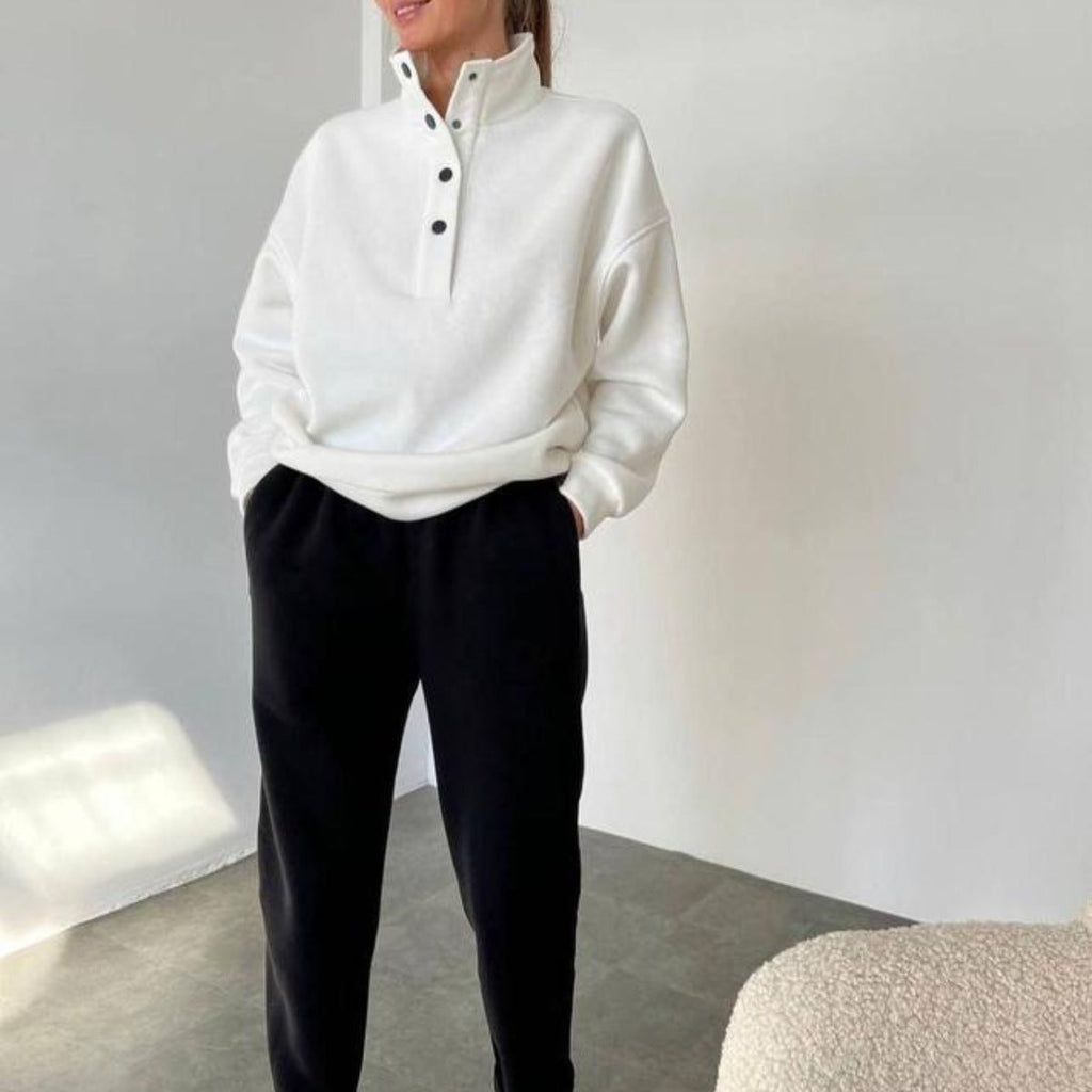 Damen nan kuscheliges Oversize Fleece-Set mit Stehkragen und Jogger