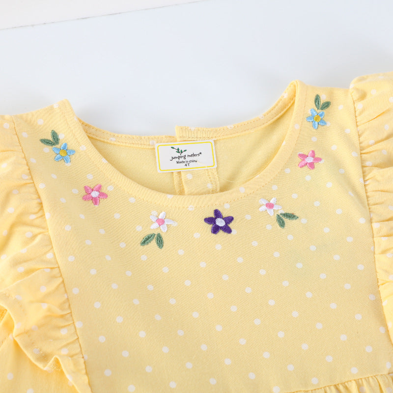 Mädchen Sommerkleid mit verspielten Hasen- und Blumenstickereien