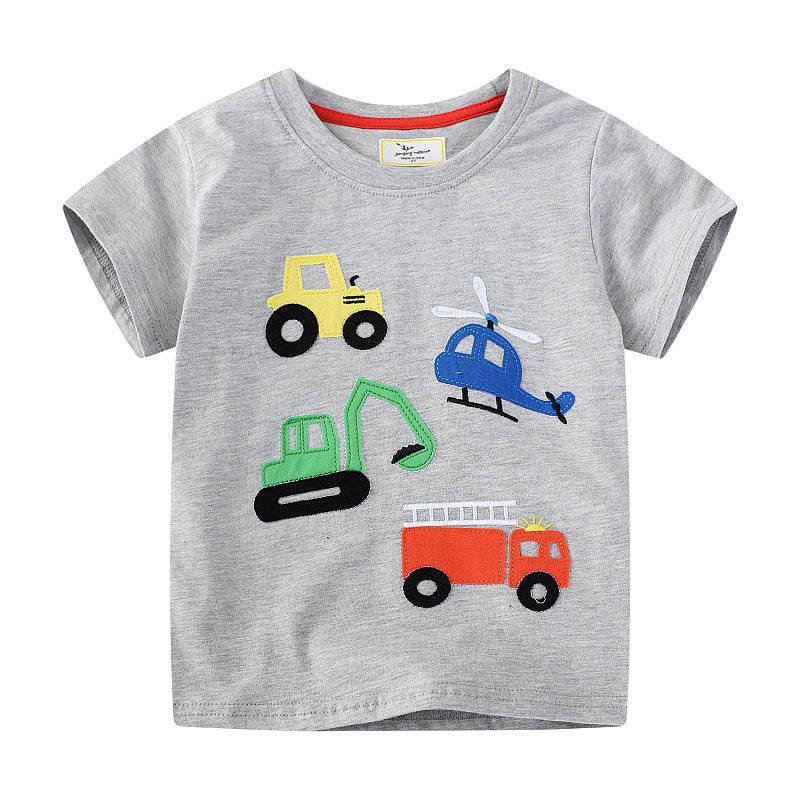 Jungen T-Shirt mit buntem Baumaschinen-Motiv