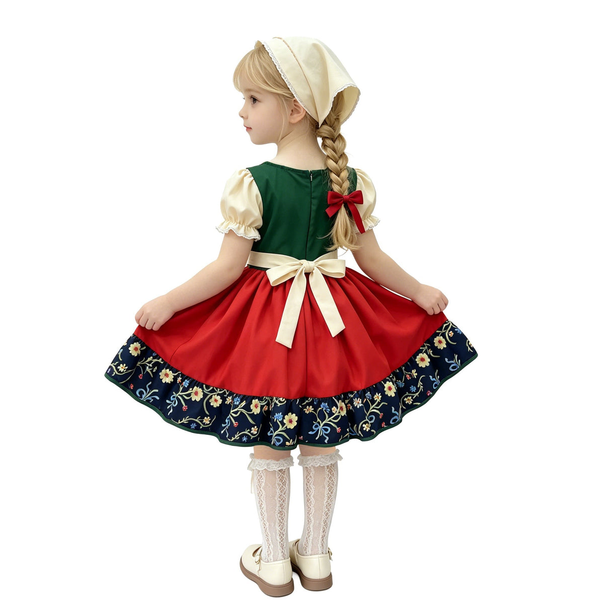 Damen nan traditionelles Kinderdirndl mit besticktem Rock und Spitzenschürze