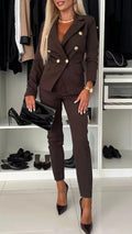 Damen nan taillierter Doppelreiher-Blazer mit schmaler Anzughose