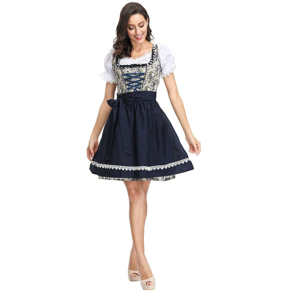 Damen nan traditionelles Dirndlkleid mit geschnürtem Mieder und abnehmbarer Schürze