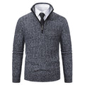 Herren nan Halbzip-Strickpullover mit strukturierter Zopfoptik, wärmendem Stehkragen und schmaler Silhouette