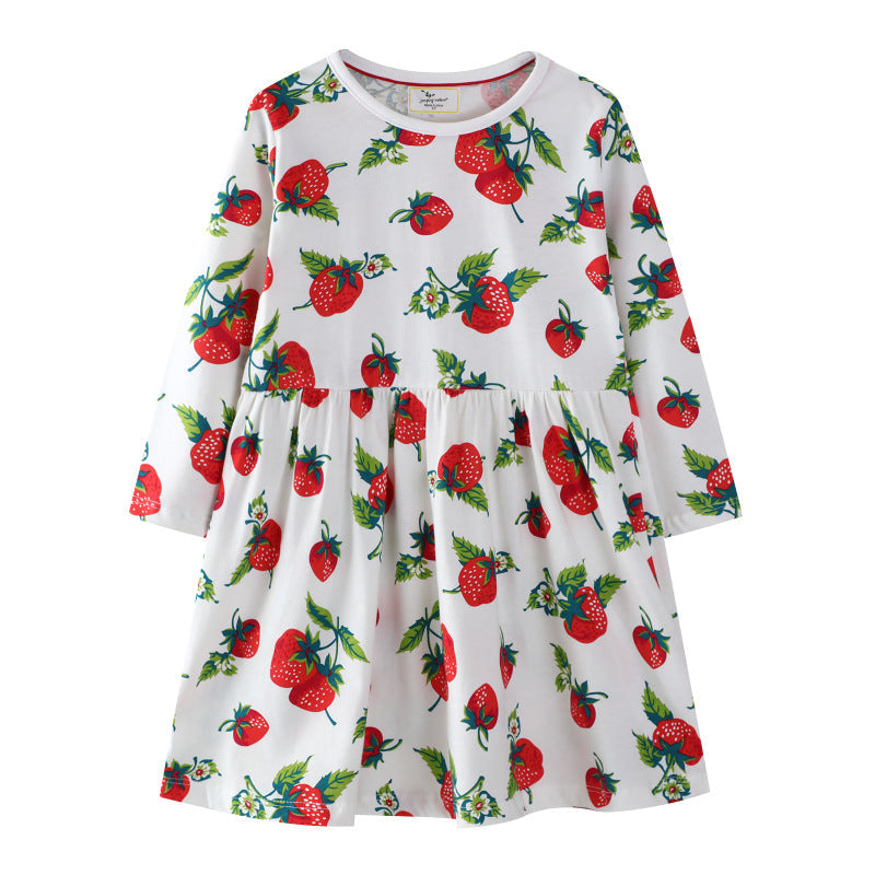 Mädchen Freizeitkleid mit Erdbeer-Muster