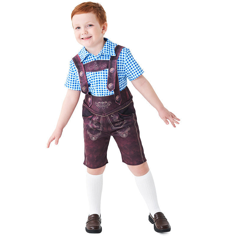 Herren nan kurze Trachtenlederhose mit verstellbaren Trägern und traditioneller Stickerei