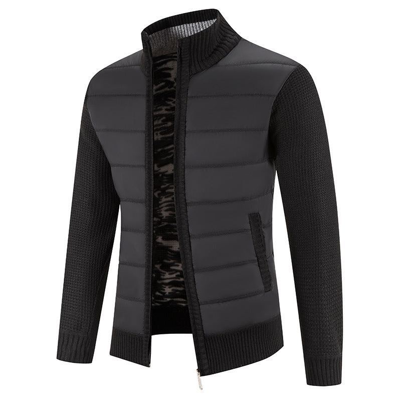 Herren nan Hybrid-Strick-Steppjacke mit wattierter Front, ergonomischen Strickärmeln und hohem Stehkragen