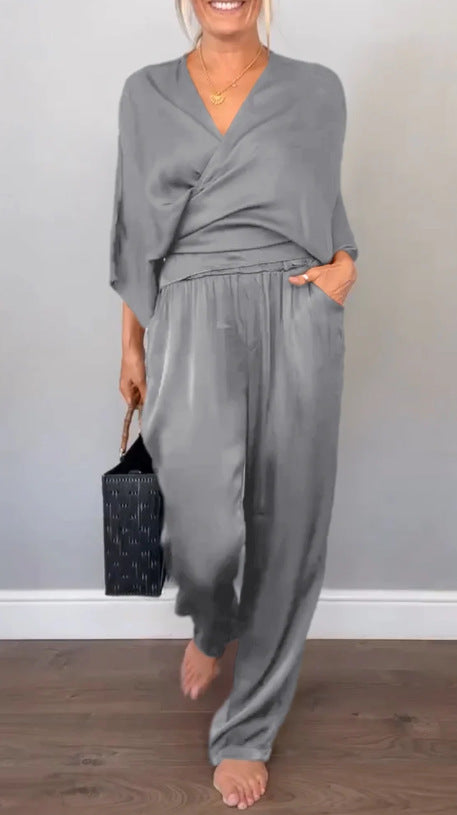 Damen elegantes und bequemes Satin-Hosenanzug Selmira