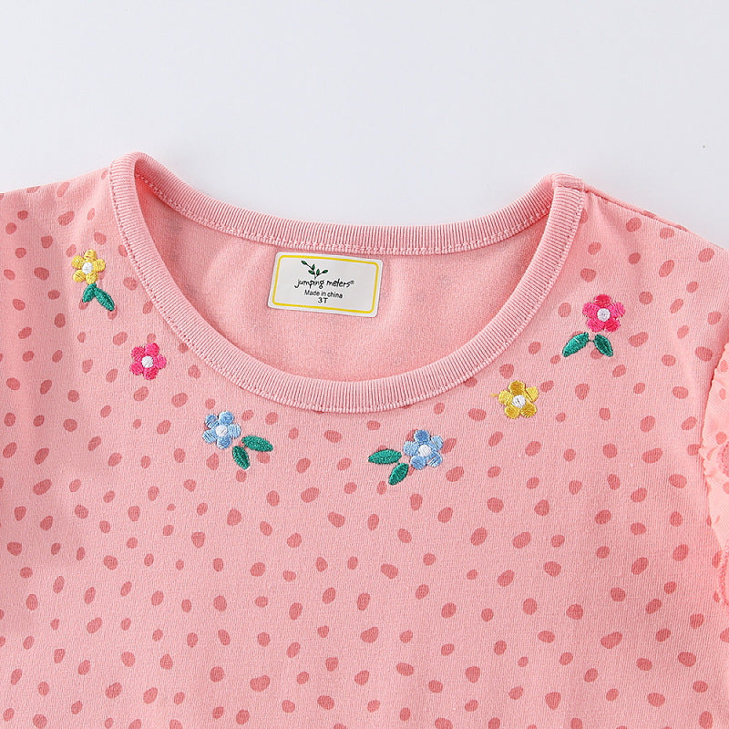 Mädchen Langarmkleid mit niedlichen Hasen- und Blumenapplikationen
