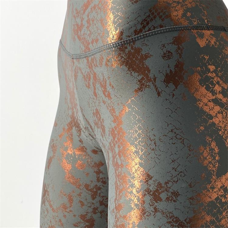 Damen nan hoch taillierte Sportleggings mit formender Kompression und strukturierter Schlangenprägung