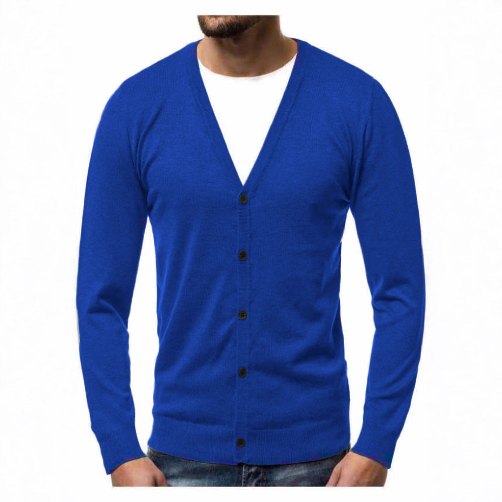 Herren nan Feinstrick-Cardigan mit V-Ausschnitt, schmaler Passform und durchgehender Knopfleiste