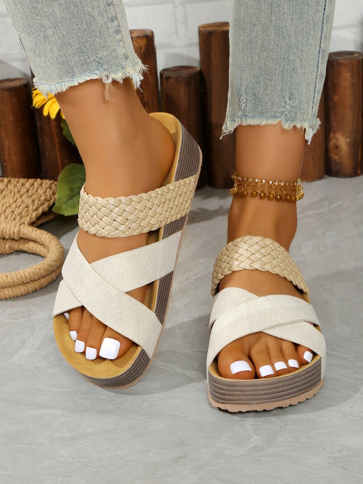 Damen Bequeme Zehentrenner-Sandalen mit geflochtenem Riemendesign und rutschfester Sohle Selmira