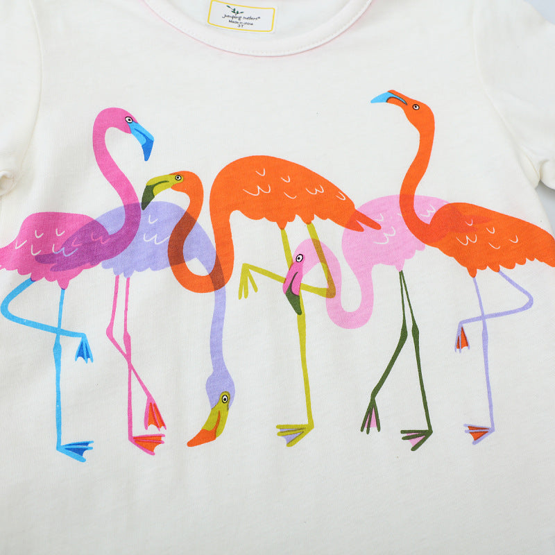 Mädchen T-Shirt mit buntem Flamingo-Design
