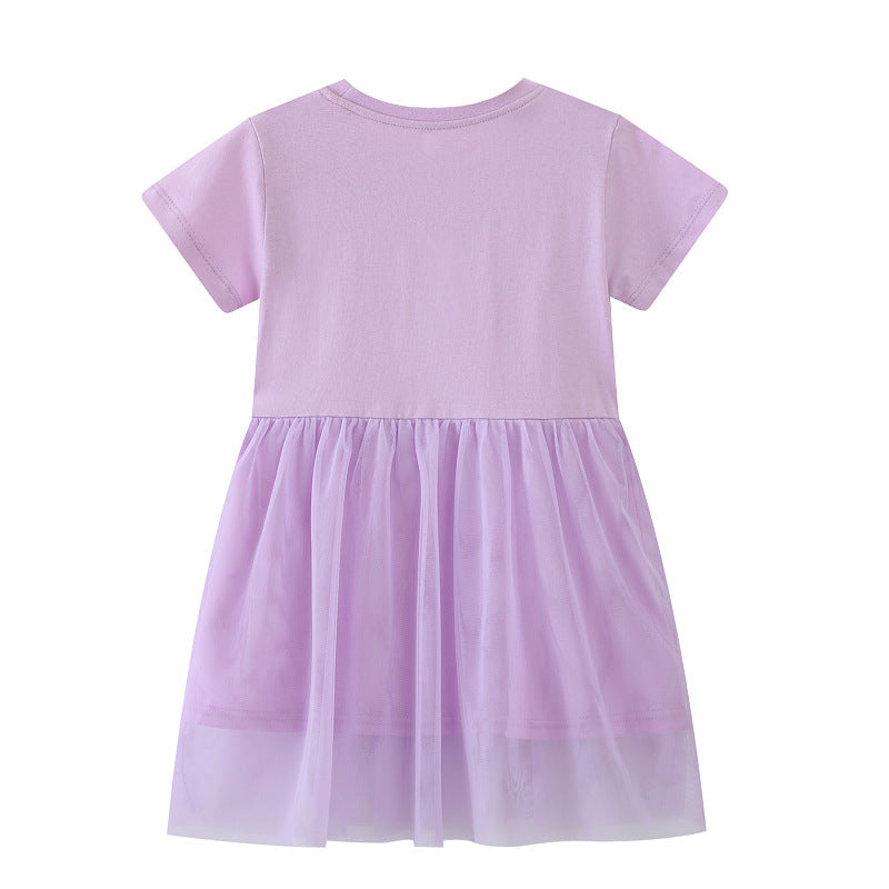 Mädchen Kleid mit floralem Stickdesign und Tüllrock