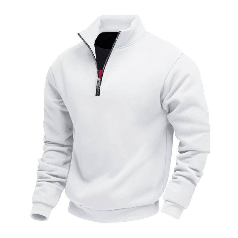 Herren nan halbhoher Reißverschluss-Sweatpullover mit Stehkragen weichem Fleecefutter und elastischen Bündchen