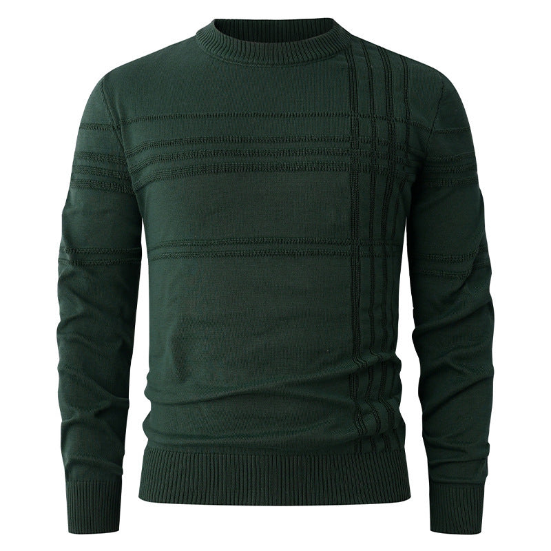 Herren nan Feinstrick-Pullover Rundhals mit geprägter Streifenstruktur und schmaler Silhouette