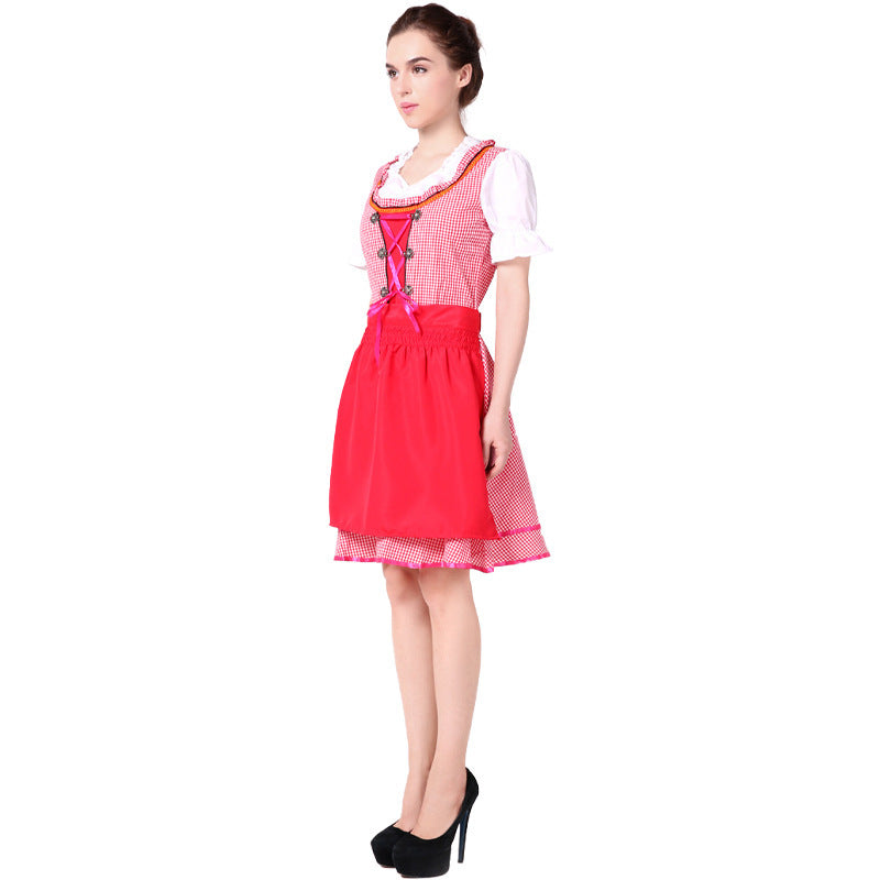 Damen nan Trachtenkleid im Vintage-Stil mit elastischem Bund verstellbarer Schnürung und schmeichelndem Tellerrock