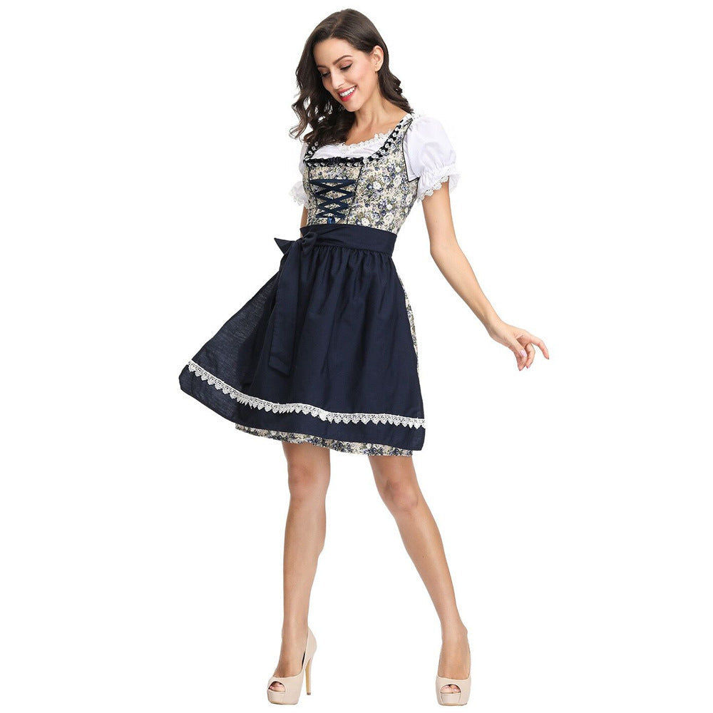 Damen nan traditionelles Dirndlkleid mit geschnürtem Mieder und abnehmbarer Schürze