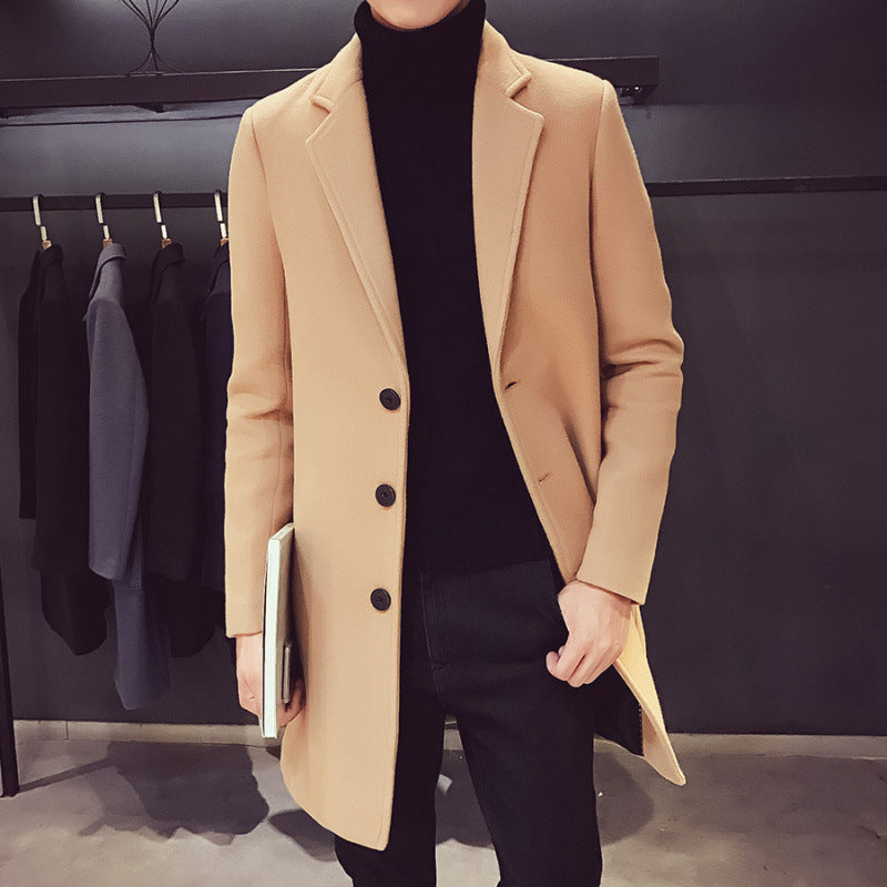 Herren nan eleganter Einreihermantel aus Wollmix mit schmalem Revers und wärmender Innenlage