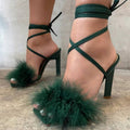Damen High Heel Sandalen mit luxuriösem Federbesatz Selmira