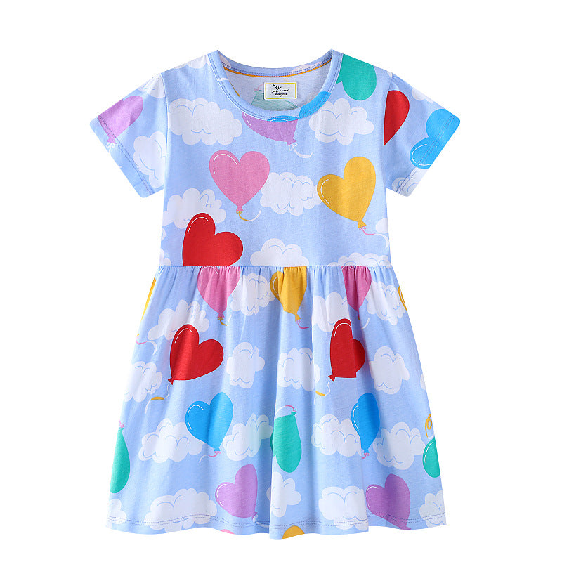 Mädchen Freizeitkleid mit fröhlichem Herz- und Ballonmotiv