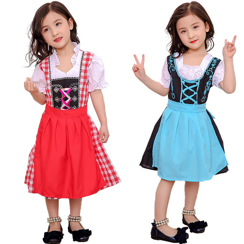 Damen nan traditionelles Kinderdirndlkleid mit geschnürtem Mieder, bestickten Details und abnehmbarer Schürze