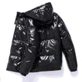 Herren nan glänzende Steppjacke mit Kapuze, wattierter Thermofütterung und wasserabweisender Lackoptik