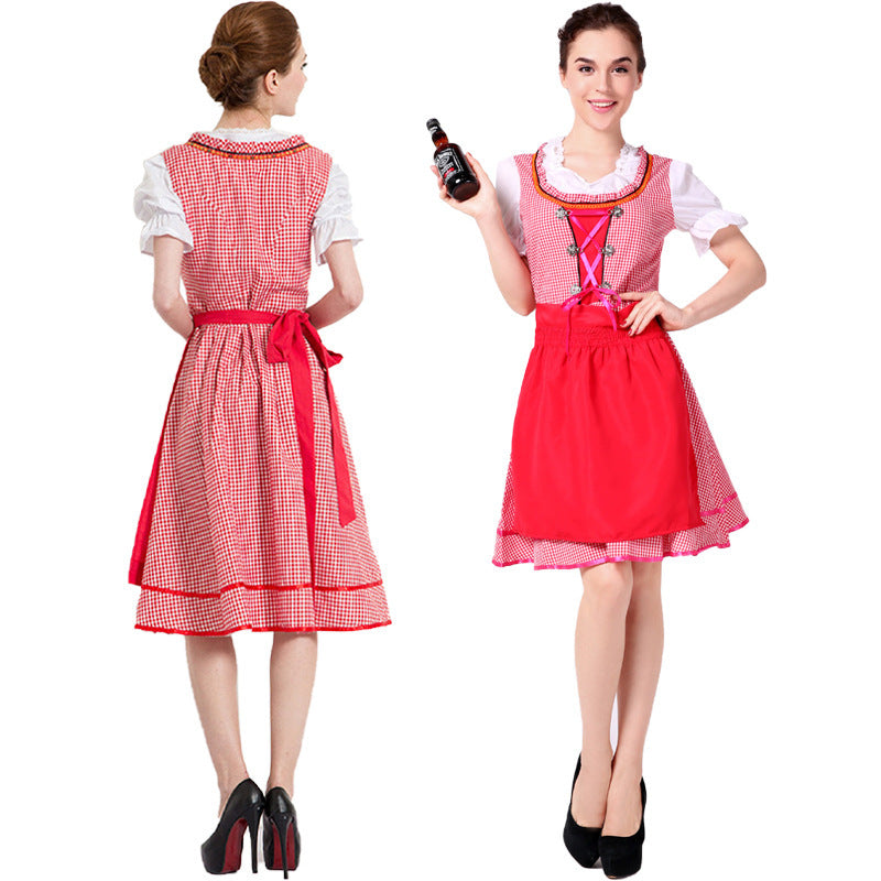 Damen nan Trachtenkleid im Vintage-Stil mit elastischem Bund verstellbarer Schnürung und schmeichelndem Tellerrock