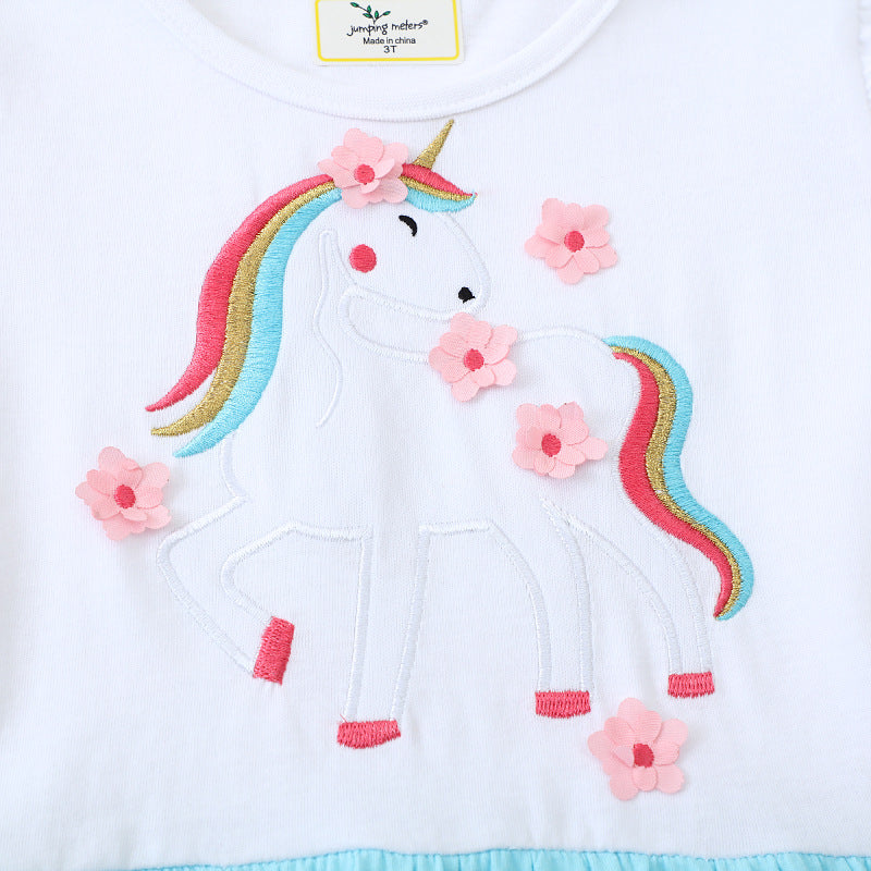Mädchen Freizeitkleid mit zauberhaftem Einhorn-Motiv