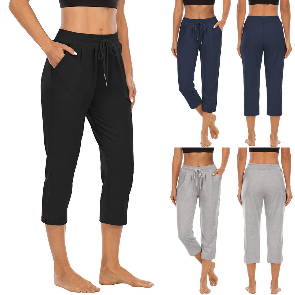 Damen nan komfortable Loungehose mit hohem Bund Tunnelzug Seitentaschen und leichtem Stretch