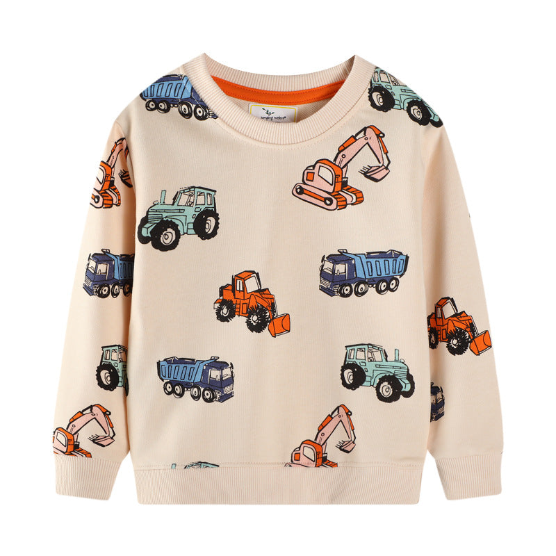 Unisex Sweatshirt mit bunten Baustellenfahrzeugen