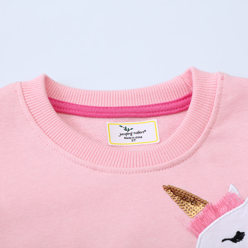 Mädchen Sweatshirt mit glitzerndem Einhornmotiv