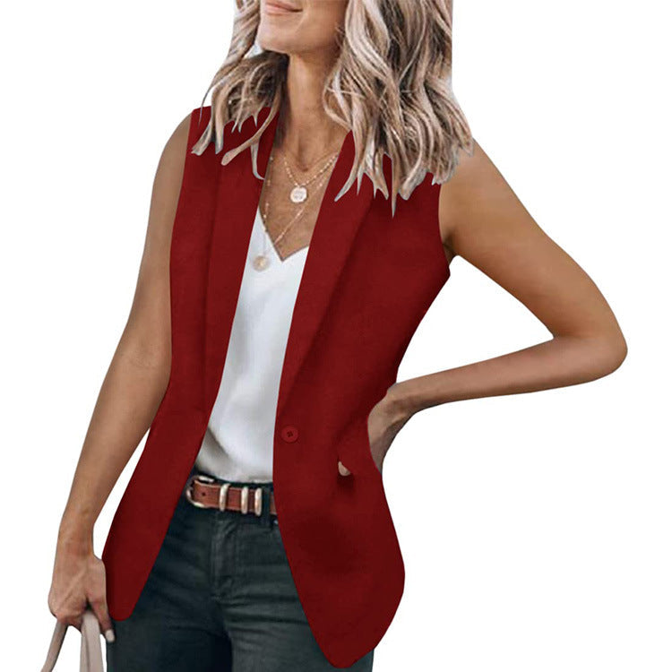 Damen Ärmelloser Blazer im modernen Schnitt mit tiefen Taschen Selmira