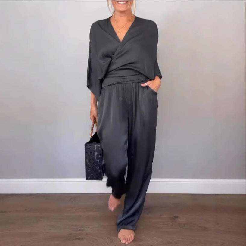 Damen elegantes und bequemes Satin-Hosenanzug Selmira
