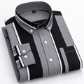 Herren nan gestreiftes Business-Hemd mit Button-Down-Kragen, Brusttasche und bügelleichtem Baumwollmix