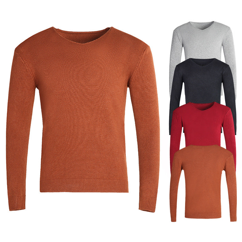 Herren nan feiner V-Ausschnitt-Pullover aus Baumwoll-Merino-Mix mit schmaler Silhouette