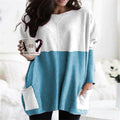 Damen nan oversized Longshirt mit Kontrastblock und aufgesetzten Taschen