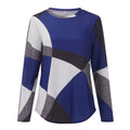 Damen nan Langarmshirt mit grafischem Print, Rundhalsausschnitt und geschwungenem Saum