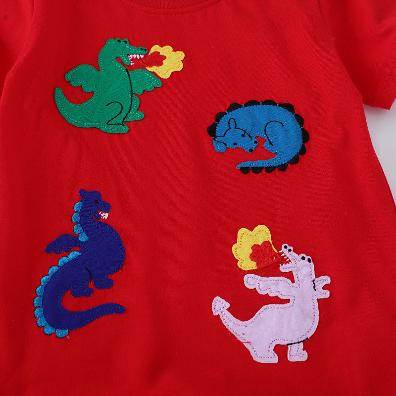 Jungen T-Shirt mit bunten Dinosaurierapplikationen