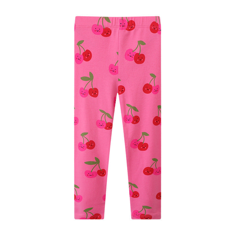 Mädchen Leggings mit fröhlichem Kirschmuster
