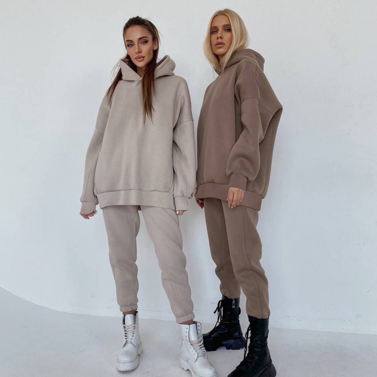 Damen nan oversized Kapuzen-Loungewear-Set mit extragroßer Kapuze und taillierter Jogginghose