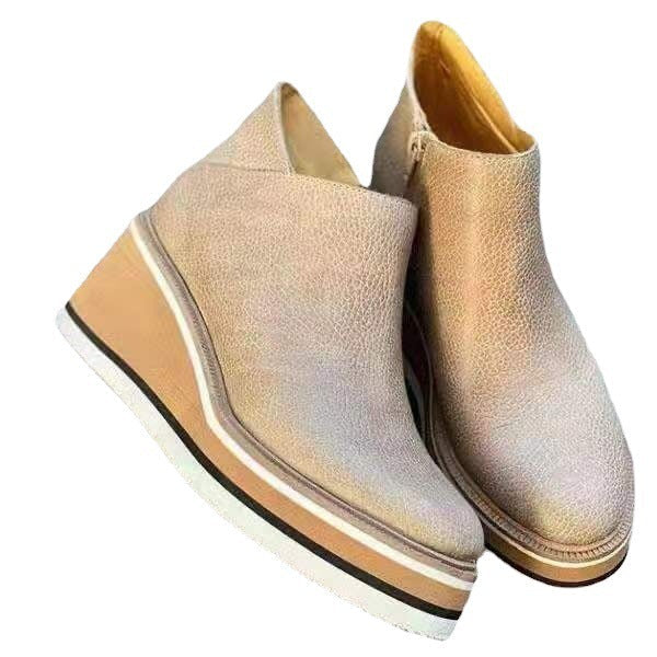 Damen nan Keilabsatz-Stiefelette mit verstecktem Plateau und elastischen Einstiegsleisten